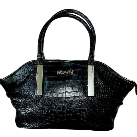 Kenneth Cole Reaction Black Croc-Embossed Women's Bag - Picture 1 of 11